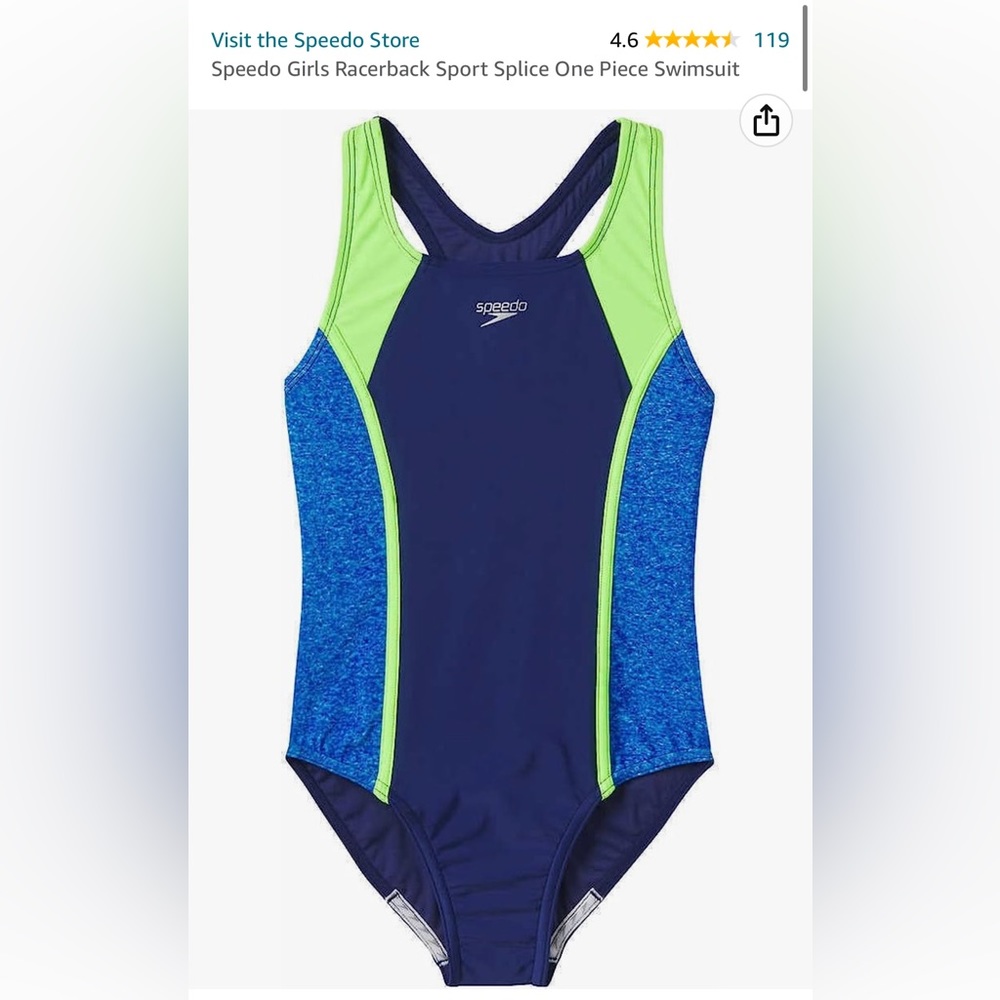 Girl’s Speedo brand racerback sport one piece bathing suit NEW WITH TAGS